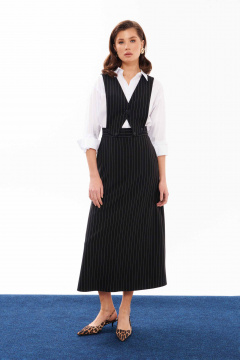 Черный сарафан из текстиля с съемным верхом для деловых и casual тем Панда 12683 черный - фото 3