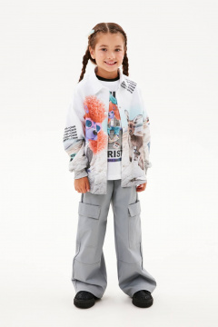 Жакет-рубашка для девочки из трикотажа с принтами Bell Bimbo 250067 набивной - фото 1