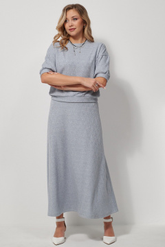 Костюм из вискозы с джемпером и юбкой макси AMUARt 1028-1 голубой - фото 5