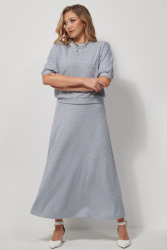 Костюм из вискозы с джемпером и юбкой макси AMUARt 1028-1 голубой - фото 4