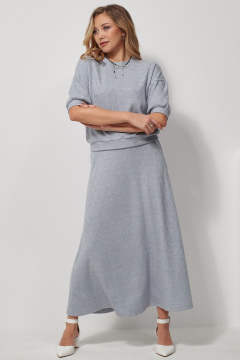 Костюм из вискозы с джемпером и юбкой макси AMUARt 1028-1 голубой - фото 3