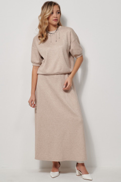 Костюм из вискозы с джемпером и юбкой макси AMUARt 1028 бежевый - фото 2