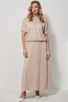 Костюм из вискозы с джемпером и юбкой макси AMUARt 1028 бежевый - фото 1
