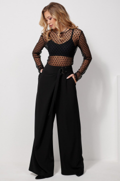 Брюки на запах из ткани с притачным поясом AMUARt 1029 черный - фото 4