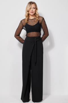 Брюки на запах из ткани с притачным поясом AMUARt 1029 черный - фото 2