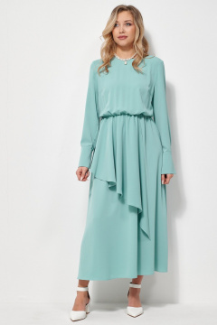 Платье макси полуприлегающего силуэта с резинкой AMUARt 1031 мятно-бирюзовый - фото 5