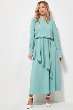 Платье макси полуприлегающего силуэта с резинкой AMUARt 1031 мятно-бирюзовый - фото 3