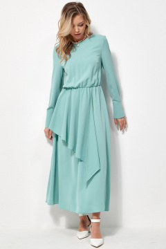 Платье макси полуприлегающего силуэта с резинкой AMUARt 1031 мятно-бирюзовый - фото 2