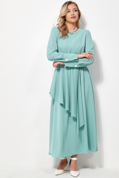 Платье макси полуприлегающего силуэта с резинкой AMUARt 1031 мятно-бирюзовый - фото 1