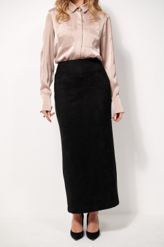 Юбка макси из замшевой ткани с карманами AMUARt 1040 черный - фото 5