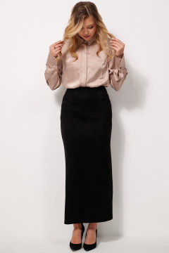 Юбка макси из замшевой ткани с карманами AMUARt 1040 черный - фото 2