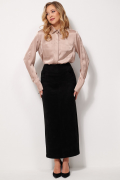 Юбка макси из замшевой ткани с карманами AMUARt 1040 черный - фото 1