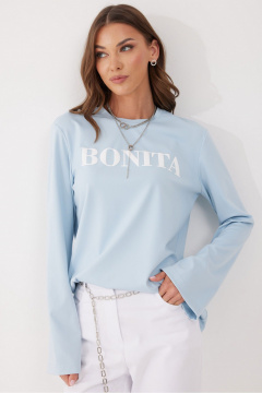 Джемпер из вискозы и трикотажа с дизайнерской печатью Lyushe 4058 голубой - фото 4