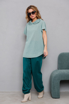 Брюки из трикотажа с широкой резинкой и резинками по низу AMORI 5208 изумруд - фото 2