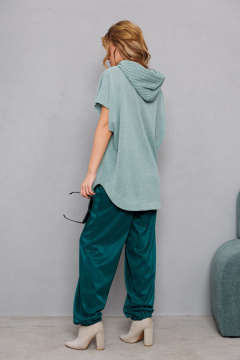 Брюки из трикотажа с широкой резинкой и резинками по низу AMORI 5208 изумруд - фото 4