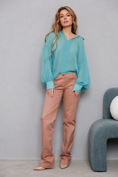 Блуза текстильная с рукавами и широкими манжетами AMORI 6466 бирюза - фото 4