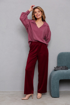 Блуза из текстиля с рукавами и вырезом на груди AMORI 6467 брусника - фото 3