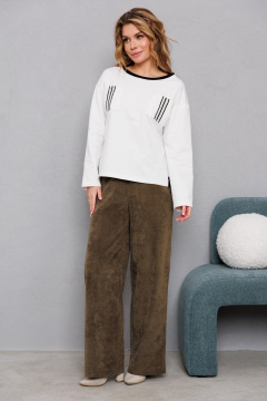 Блуза трикотажная из хлопка с контрастной отделкой AMORI 6471 молоко - фото 4