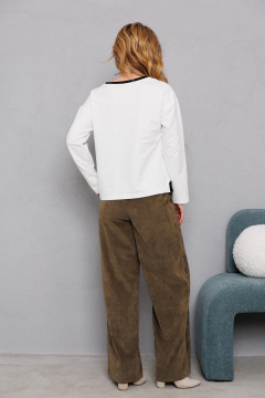 Блуза трикотажная из хлопка с контрастной отделкой AMORI 6471 молоко - фото 5