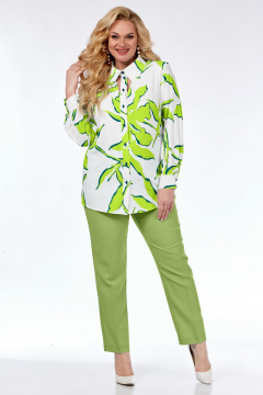 Блуза из нежной ткани с бантовой складкой и асимметричным низом Элль-стиль 2265а/4 лайм_принт - фото 4