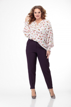 Блуза свободного силуэта с шнуровкой, демисезон Anelli 941 красные_бабочки - фото 4