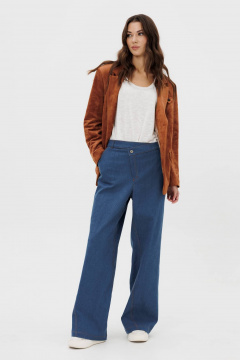 Демисезонные джинсы wide leg с расклешенными штанинами Fantazia Mod 5087 - фото 4