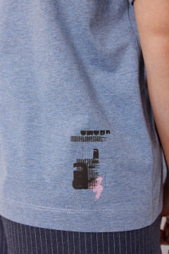 Круглогодичная футболка полуприлегающего силуэта из хлопка MG Wear 2261 синий_меланж - фото 4