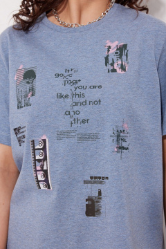 Круглогодичная футболка полуприлегающего силуэта из хлопка MG Wear 2261 синий_меланж - фото 3