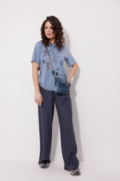 Круглогодичная футболка полуприлегающего силуэта из хлопка MG Wear 2261 синий_меланж - фото 1