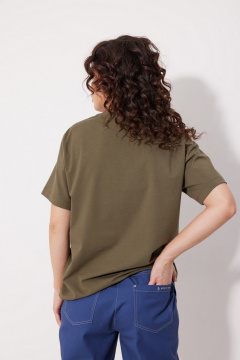 Стильная футболка с дизайнерскими печатями из трикотажа MG Wear 2263 хаки - фото 2