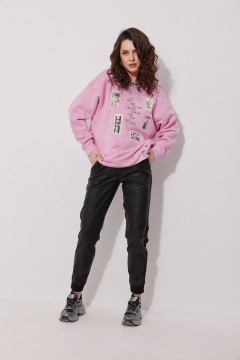 Джоггеры из эко кожи с манжетами и шнуром MG Wear 4128 черный - фото 1