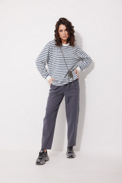 Брюки бананы зауженные к низу с лампасами MG Wear 4136 серый - фото 5