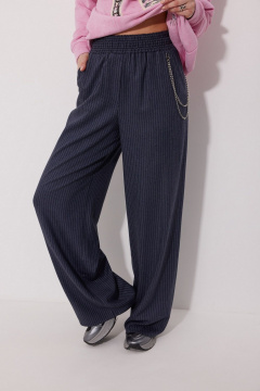 Брюки в расслабленном стиле из текстиля с эластаном и съемной цепочкой MG Wear 4148 синяя_полоска - фото 3