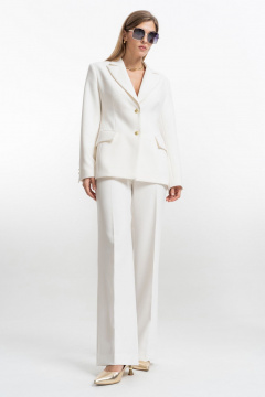 Деловой костюм женский с приталенным жакетом и брюками SILVERSPICE S-1528 молоко - фото 3