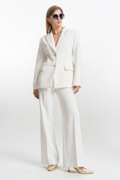 Деловой костюм женский с приталенным жакетом и брюками SILVERSPICE S-1528 молоко - фото 2