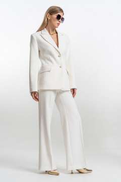 Деловой костюм женский с приталенным жакетом и брюками SILVERSPICE S-1528 молоко - фото 1