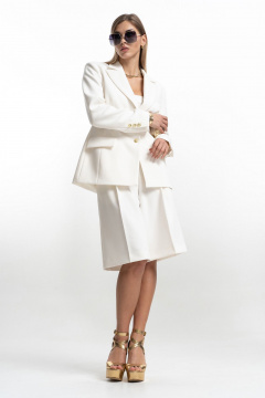 Демисезонный костюм женский жакет и шорты в стиле кэжуал SILVERSPICE S-1530 молоко - фото 1