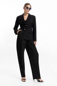 Жакет из текстиля с притачными лацканами и прорезными карманами SILVERSPICE S-2528 черный - фото 2