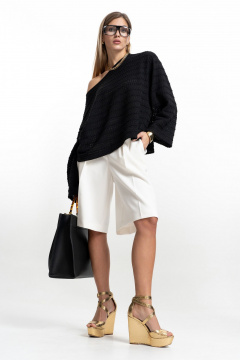 Шорты-бермуды свободного кройя с карманами и поясом SILVERSPICE S-3309-1 молоко - фото 4