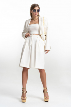 Шорты-бермуды свободного кройя с карманами и поясом SILVERSPICE S-3309-1 молоко - фото 1