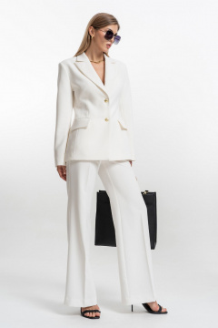 Белые текстильные брюки с заутюженными стрелками и высокой посадкой SILVERSPICE S-3413 - фото 4