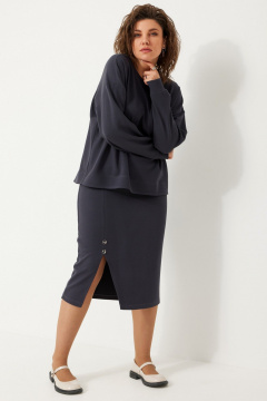 Комплект из трикотажного свитшота и юбки с металлическими элементами BegiModa 3086 графит - фото 5