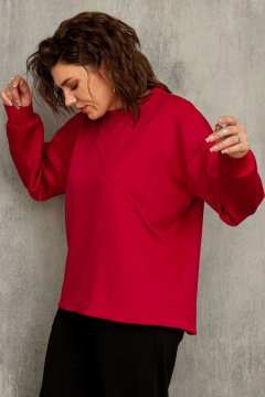 Свободный демисезонный свитшот из трикотажа для повседневных образов BegiModa 4116 алый - фото 4