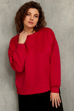 Свободный демисезонный свитшот из трикотажа для повседневных образов BegiModa 4116 алый - фото 3