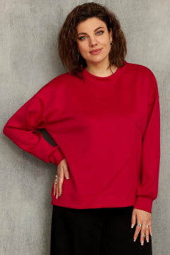 Свободный демисезонный свитшот из трикотажа для повседневных образов BegiModa 4116 алый - фото 2