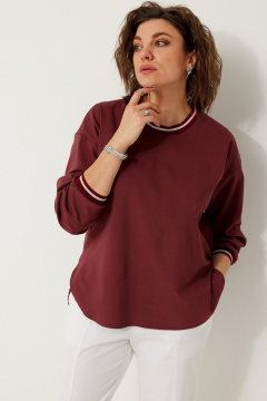 Спортивная трикотажная блуза с контрастными деталями для casual образа BegiModa 4121 бордо - фото 4