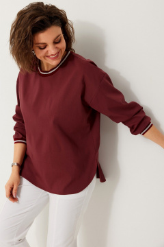 Спортивная трикотажная блуза с контрастными деталями для casual образа BegiModa 4121 бордо - фото 3