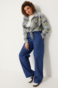 Широкие джинсовые брюки со стрейчем для комфортных повседневных образов BegiModa 6062 сапфир - фото 5