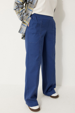 Широкие джинсовые брюки со стрейчем для комфортных повседневных образов BegiModa 6062 сапфир - фото 2