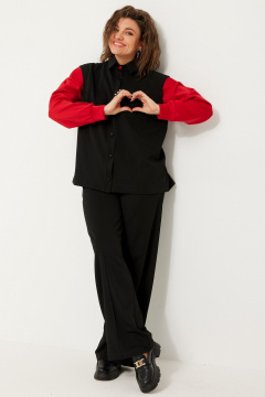 Полуприлегающий жилет из струящейся ткани для многослойных образов BegiModa 7018 чёрный - фото 1